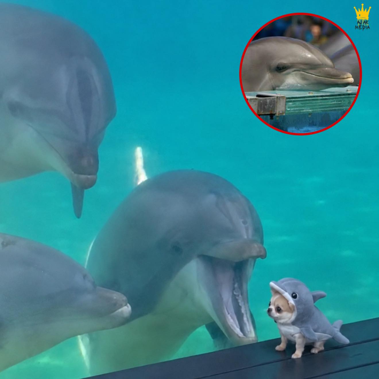 Depressed Dolphins React Unexpectedly to a Chihuahua in a Dolphin Costume